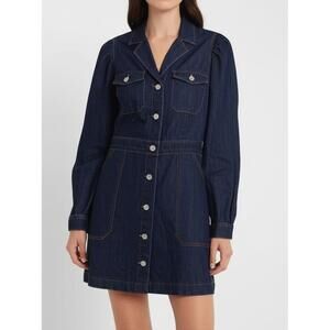 Rails Womens L Blue Denim Western Puffed Sleeve Shirtdress‎ Pockets Button Front